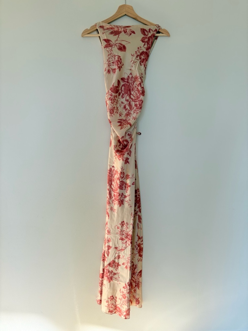 Reformation Anaiis Long Silk Dress Cameo Rose Pink Cream Floral | US 0 UK 4 - Picture 7 of 14